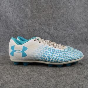 Under Armour Shoes Kids 2Y Soccer Cleats Athletic Sport Lace Up Blue White Youth